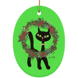 Victor in Christmas Wreath Ceramic Ornaments in 4 Shapes