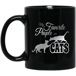 My Favorite People are Cats 11 and 15 oz Black Mugs