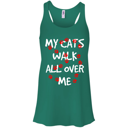 My Cats Walk All Over Me Flowy Racerback Tank