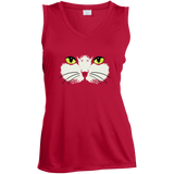 Gold Eyed Cat Face Ladies Sleeveless Moisture Absorbing V-Neck