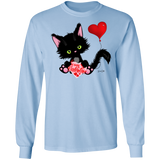 Lucky the Black Cat with Valentine LS Ultra Cotton T-Shirt