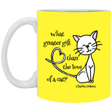 Dickens Cat 11 and 15 oz White Mugs