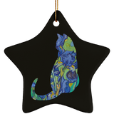 Iris Cat Ceramic Ornaments in 4 Shapes