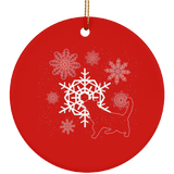 Cat and Snowflakes Ceramic Ornaments in 4 Shapes