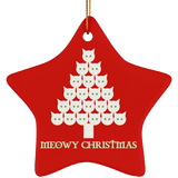 Meowy White Christmas Ceramic Ornaments in 4 Shapes