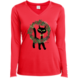 Victor in Christmas Wreath Ladies Long Sleeve T-Shirts