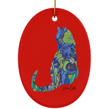 Iris Cat Ceramic Ornaments in 4 Shapes