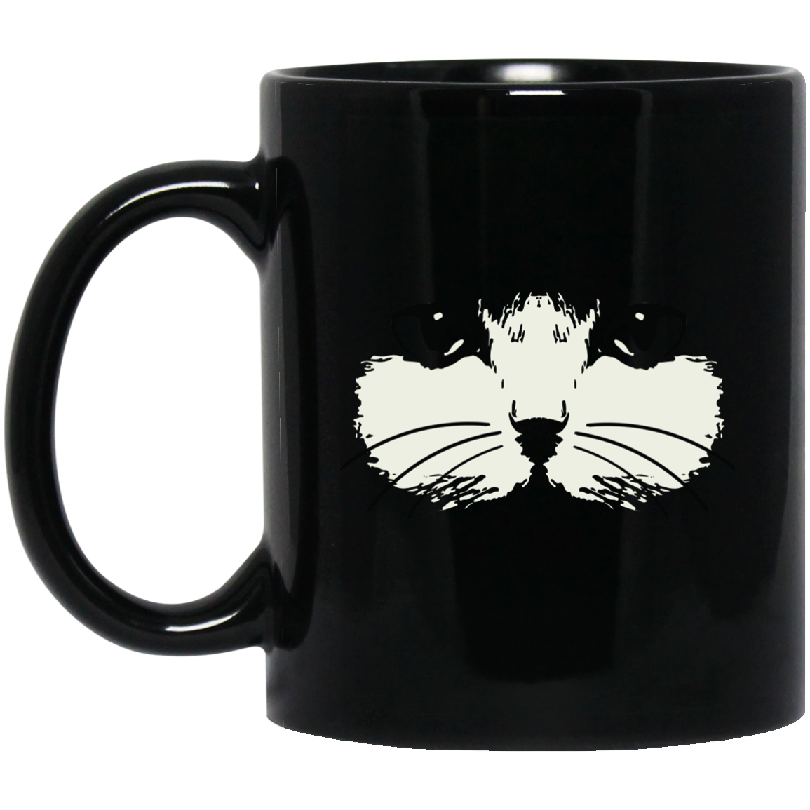 Cat Face - 11 and 15 oz Black Mugs