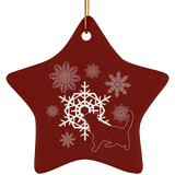 Cat and Snowflakes Ceramic Ornaments in 4 Shapes