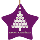Meowy White Christmas Ceramic Ornaments in 4 Shapes