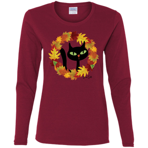 Victor in Fall Wreath Ladies Long Sleeve T-Shirts