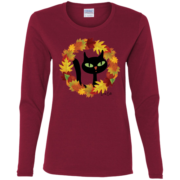 Victor in Fall Wreath Ladies Long Sleeve T-Shirts