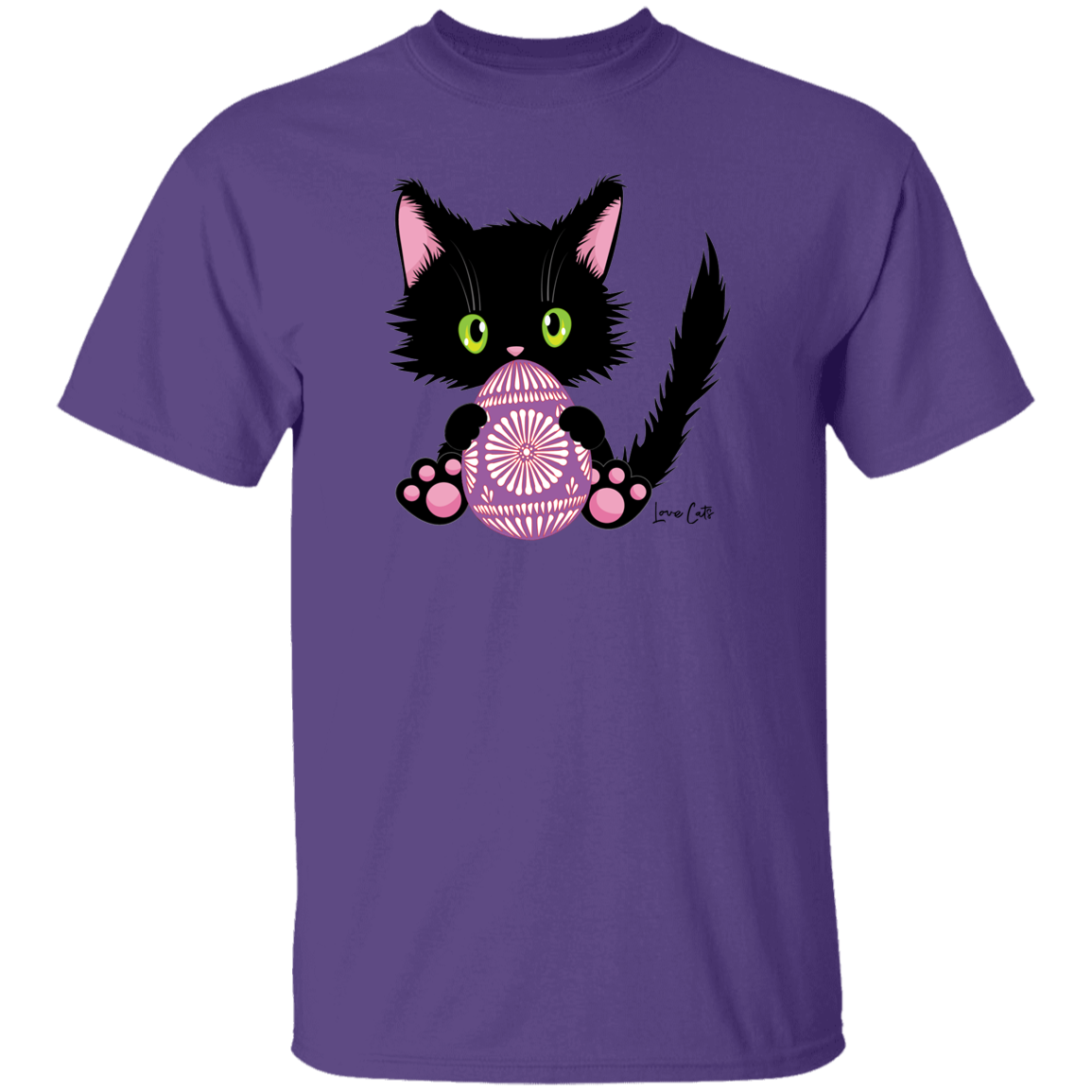 Lucky the Black Cat with Easter Egg T-Shirt