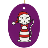 Santa Cat Ceramic Ornaments in 4 Shapes