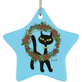 Victor in Christmas Wreath Ceramic Ornaments in 4 Shapes