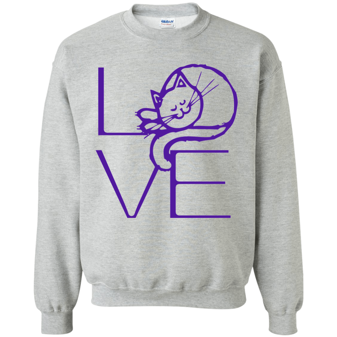 LOVE Cat Crewneck Pullover Sweatshirt