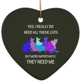 THEY NEED ME 2 blues Ceramic Ornaments in 4 Shapes
