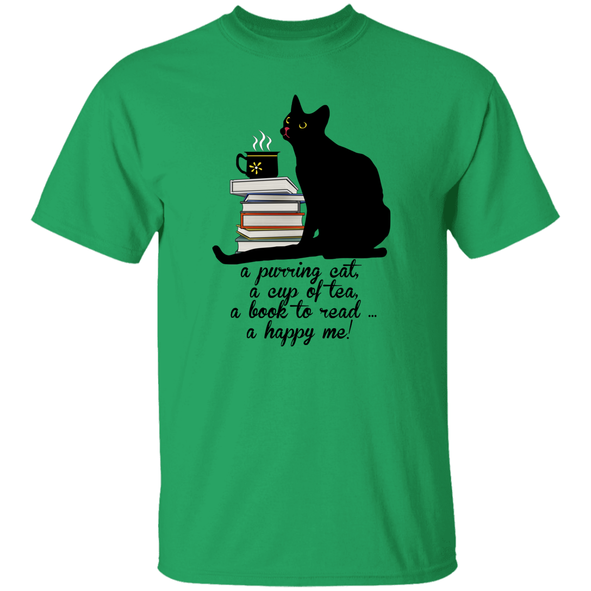 Cat-Tea-Book-Happy T-Shirt