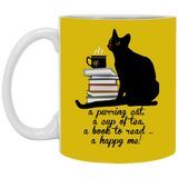 Cat-Tea-Book-Happy White Mugs
