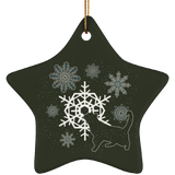 Cat and Snowflakes Ceramic Ornaments in 4 Shapes