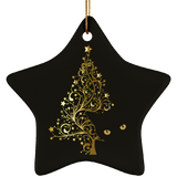 Black Cat Christmas Tree Ceramic Ornaments in 4 Shapes