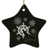 Cat and Snowflakes Ceramic Ornaments in 4 Shapes