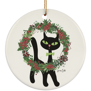 Victor in Christmas Wreath Ceramic Ornaments in 4 Shapes