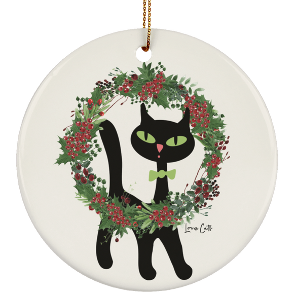 Victor in Christmas Wreath Ceramic Ornaments in 4 Shapes