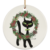 Victor in Christmas Wreath Ceramic Ornaments in 4 Shapes