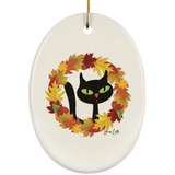 Victor in Fall Wreath Ceramic Ornaments in 4 Shapes
