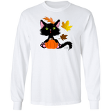 Lucky the Black Cat with Pumpkin LS Ultra Cotton T-Shirt