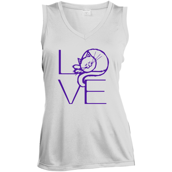 LOVE Cat Ladies Sleeveless Moisture Absorbing V-Neck