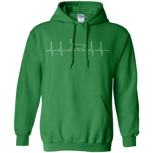 Walking Cat Heartbeat Pullover Hoodie