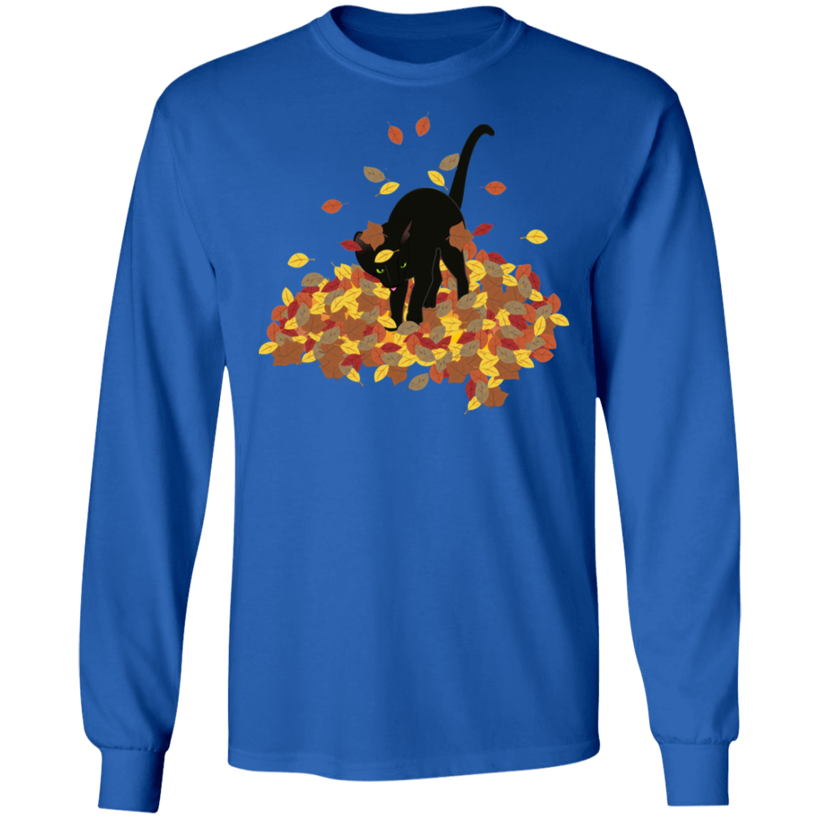 Cat in Leaves LS Ultra Cotton T-Shirt