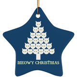 Meowy White Christmas Ceramic Ornaments in 4 Shapes