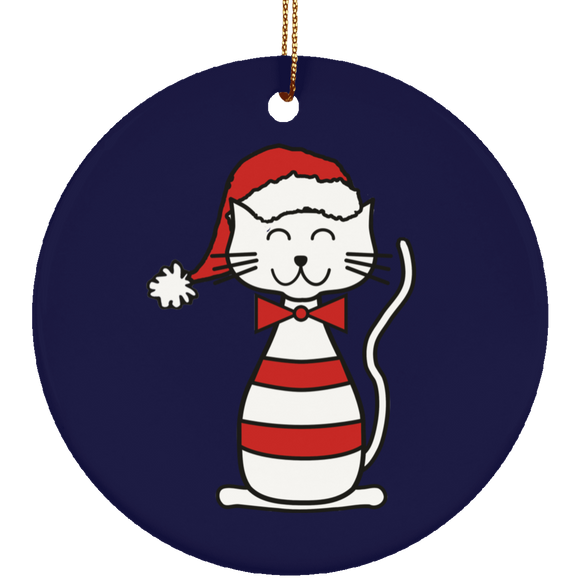 Santa Cat Ceramic Ornaments in 4 Shapes