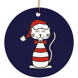 Santa Cat Ceramic Ornaments in 4 Shapes