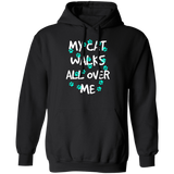 My Cat Walks All Over Me - Turquoise Pawprints Hoodie
