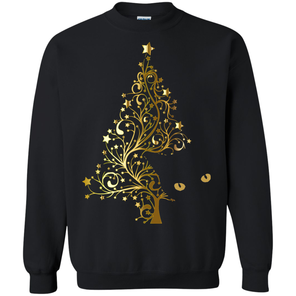 Black Cat Christmas Tree - Crewneck Pullover Sweatshirt