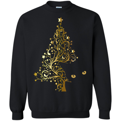 Black Cat Christmas Tree - Crewneck Pullover Sweatshirt
