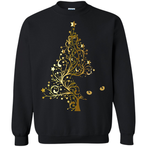 Black Cat Christmas Tree Crewneck Pullover Sweatshirt