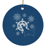 Cat and Snowflakes Ceramic Ornaments in 4 Shapes