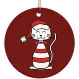 Santa Cat Ceramic Ornaments in 4 Shapes