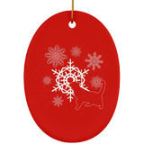 Cat and Snowflakes Ceramic Ornaments in 4 Shapes
