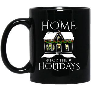 Home for the Holidays 11 and 15 oz Black Mugs