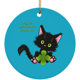 Lucky the Black Cat with Shamrock Ceramic Ornaments in 4 Shapes
