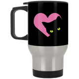Black Cat Heart - Stainless Steel Travel Mug