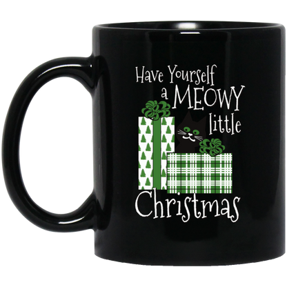 Meowy Little Christmas - 11 and 15 oz Black Mugs