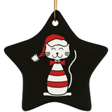 Santa Cat Ceramic Ornaments in 4 Shapes