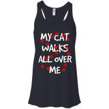 My Cat Walks All Over Me Flowy Racerback Tank